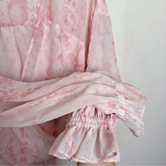 Allsaints Womens 4 Snake Print Wrap Sheer Pink Blouse - Picture 9 of 14